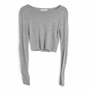 Stylish Gray Long Sleeve Crop Top